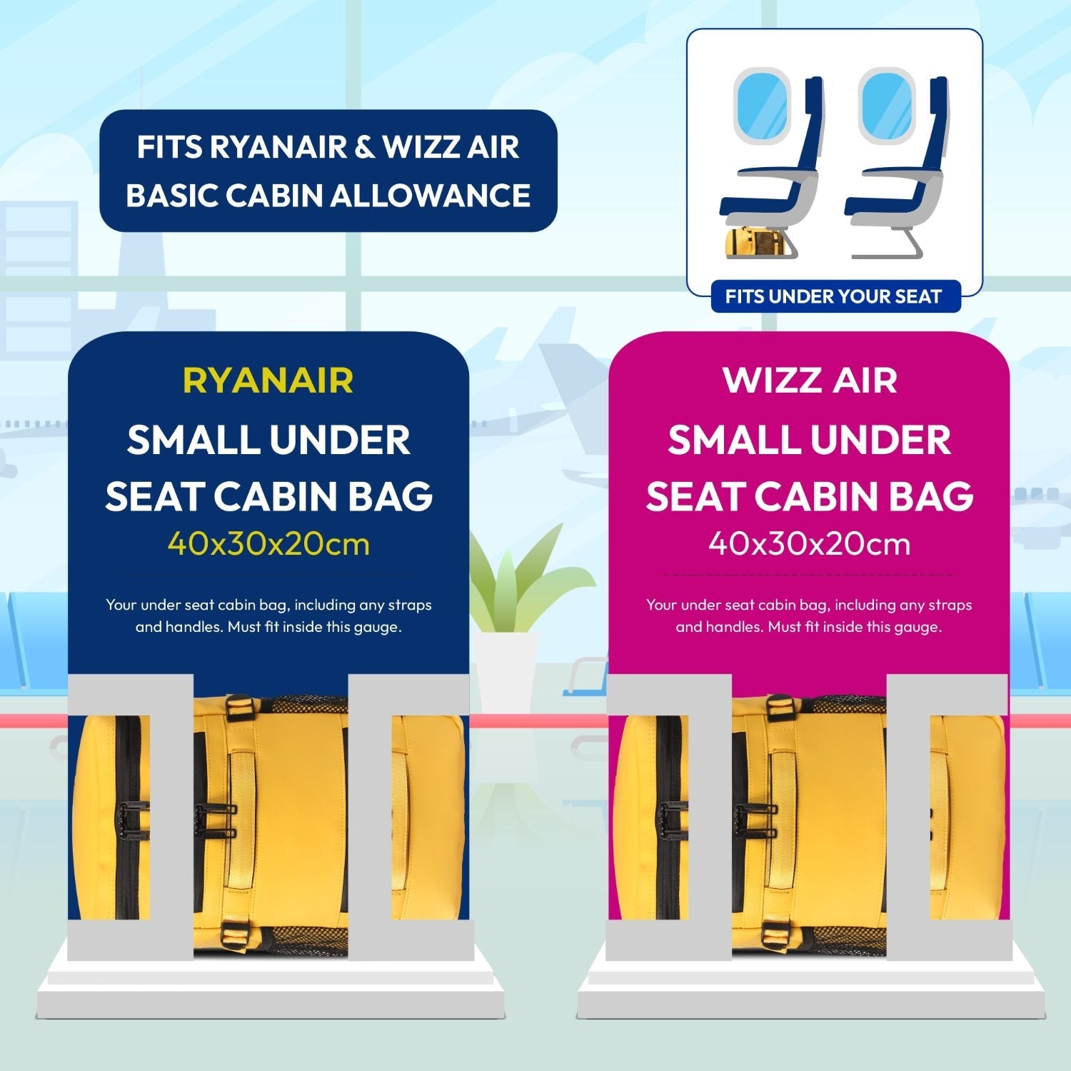 Aerolite Waterproof Backpack – Ryanair & Wizz Air Free Underseat Size 40×20×25 cm, 20L Cabin Rucksack with 14″ Laptop Sleeve, Multiple Pockets & Travel Essentials – Mango