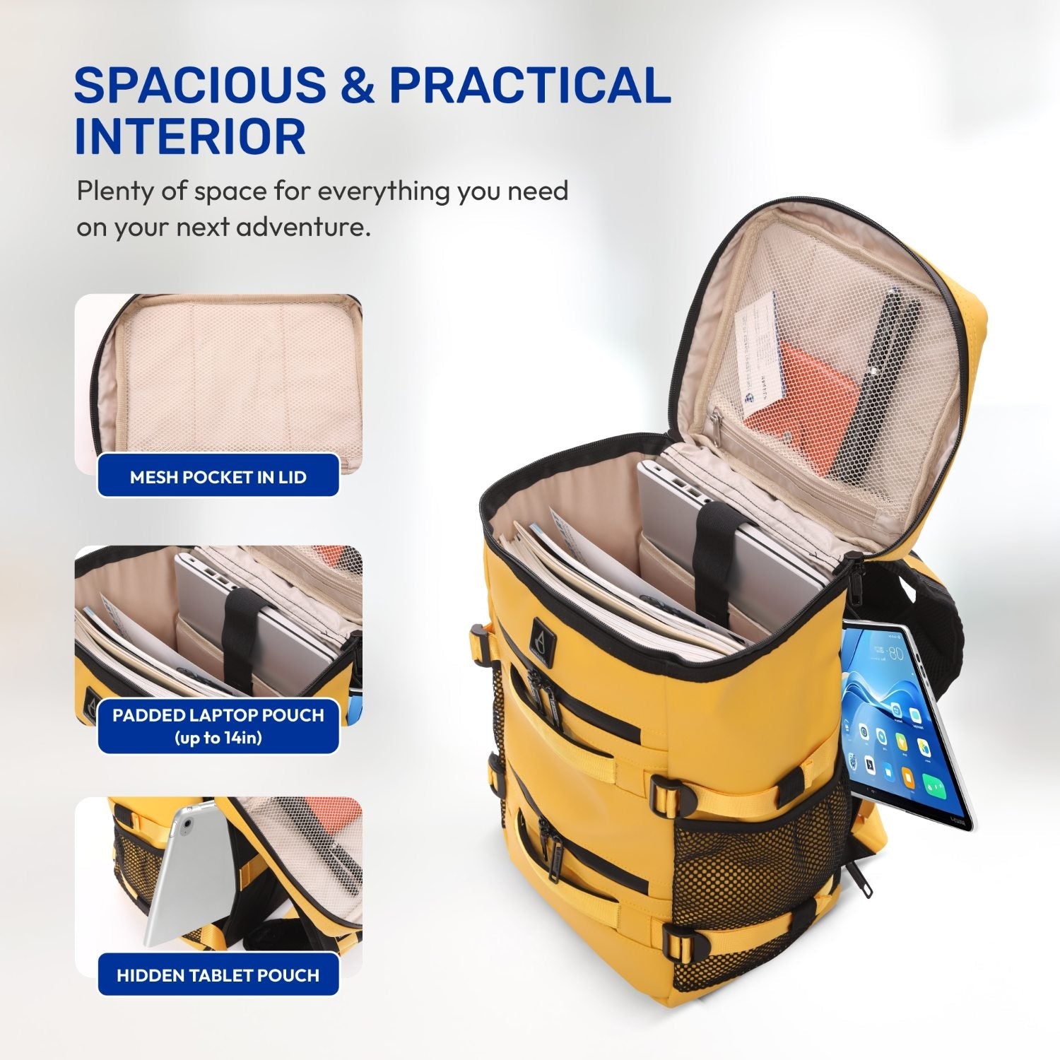 Aerolite Waterproof Backpack – Ryanair & Wizz Air Free Underseat Size 40×20×25 cm, 20L Cabin Rucksack with 14″ Laptop Sleeve, Multiple Pockets & Travel Essentials – Mango