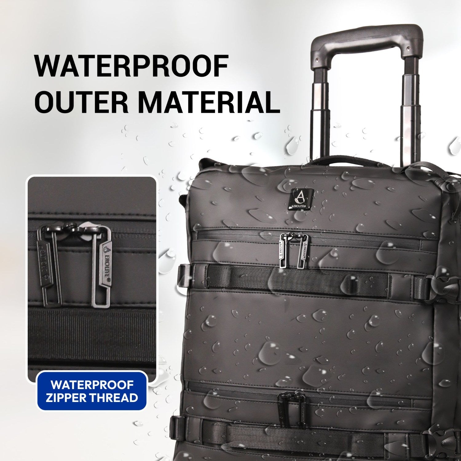 Aerolite Waterproof 45x36x20cm Easyjet Underseat Cabin Bag – 32L Travel Trolley with 2 Wheels, TSA Lock & 15.6” Laptop Compartment – Easyjet Maximum Size Hand Luggage - Black