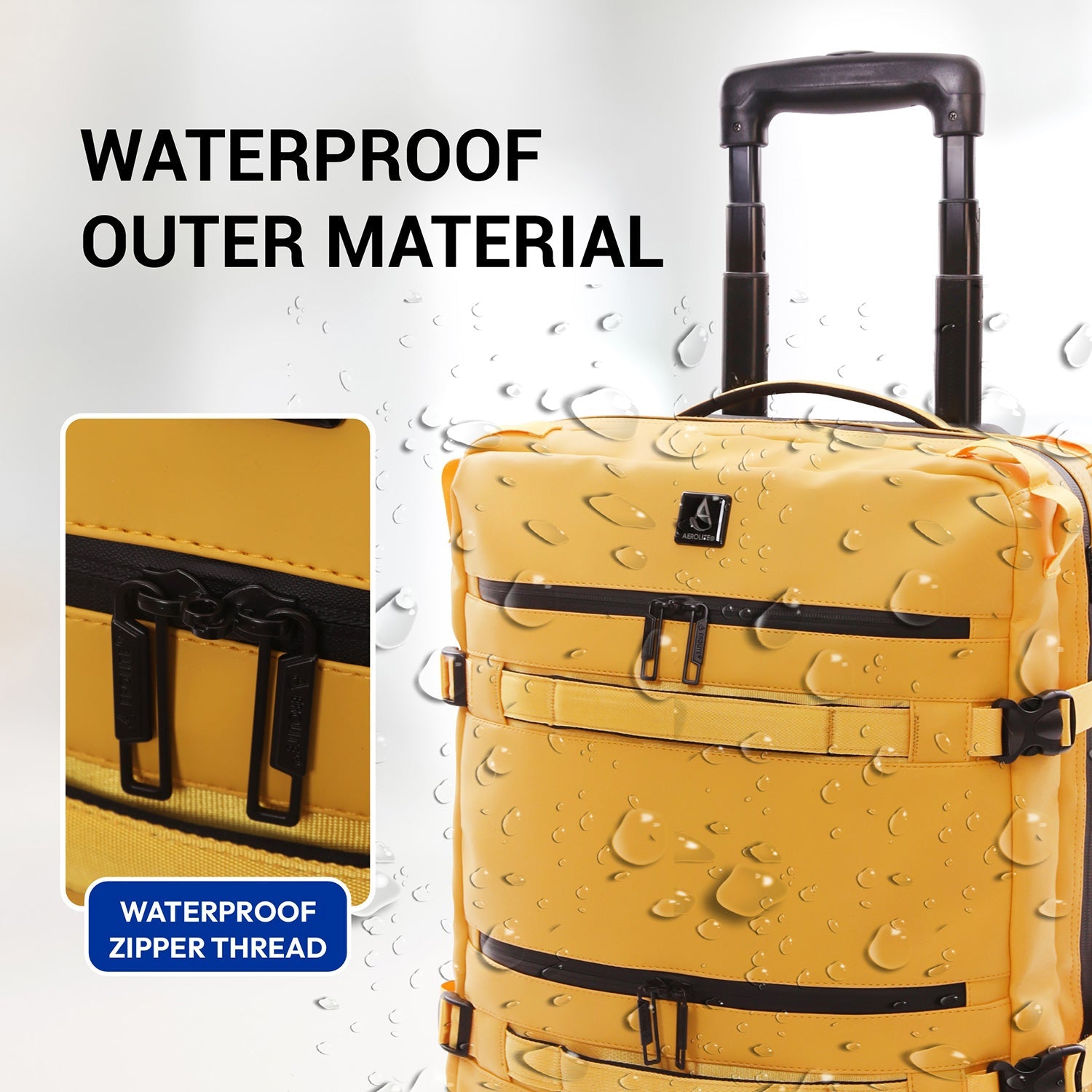 Aerolite Waterproof 45x36x20cm Easyjet Underseat Cabin Bag – 32L Travel Trolley with 2 Wheels, TSA Lock & 15.6” Laptop Compartment – Easyjet Maximum Size Hand Luggage - Mango