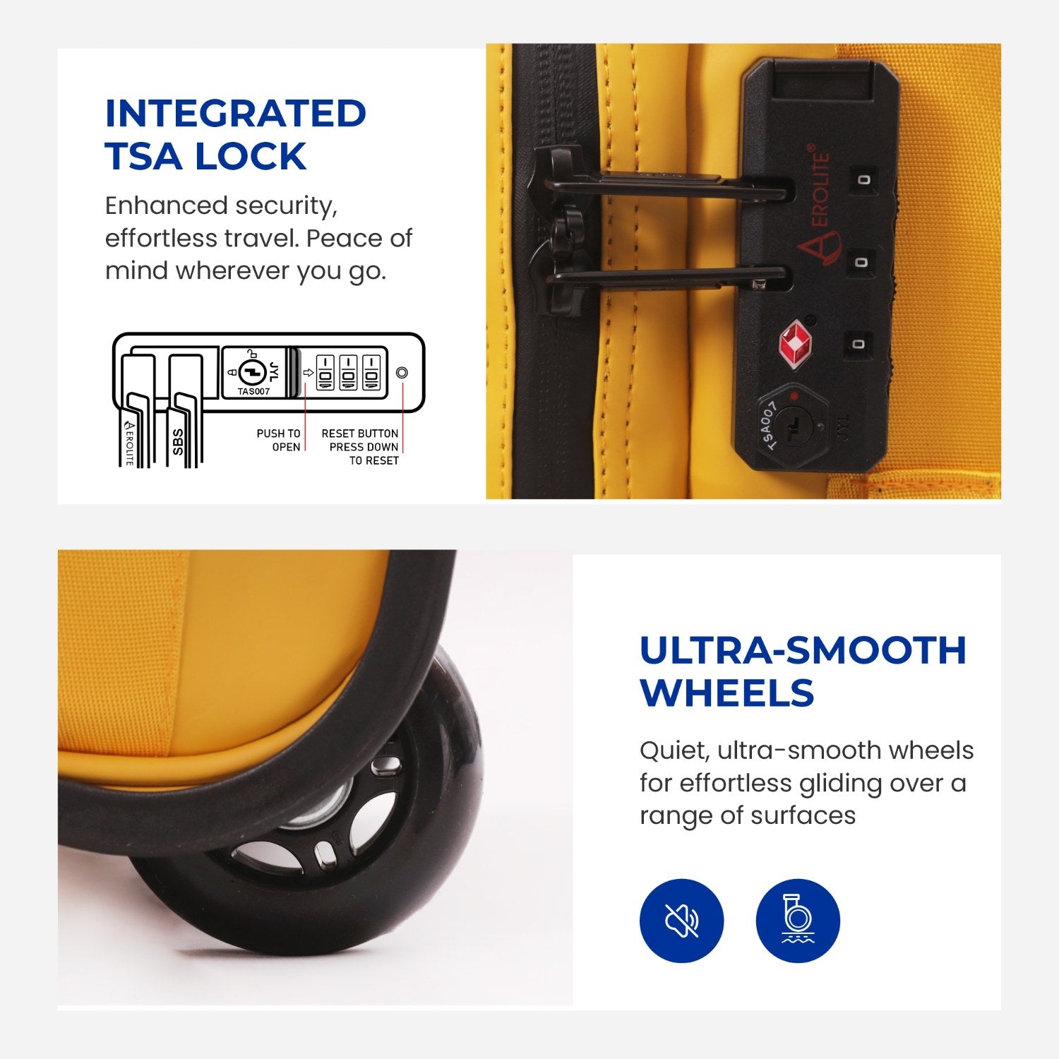 Aerolite Waterproof 45x36x20cm Easyjet Underseat Cabin Bag – 32L Travel Trolley with 2 Wheels, TSA Lock & 15.6” Laptop Compartment – Easyjet Maximum Size Hand Luggage - Mango