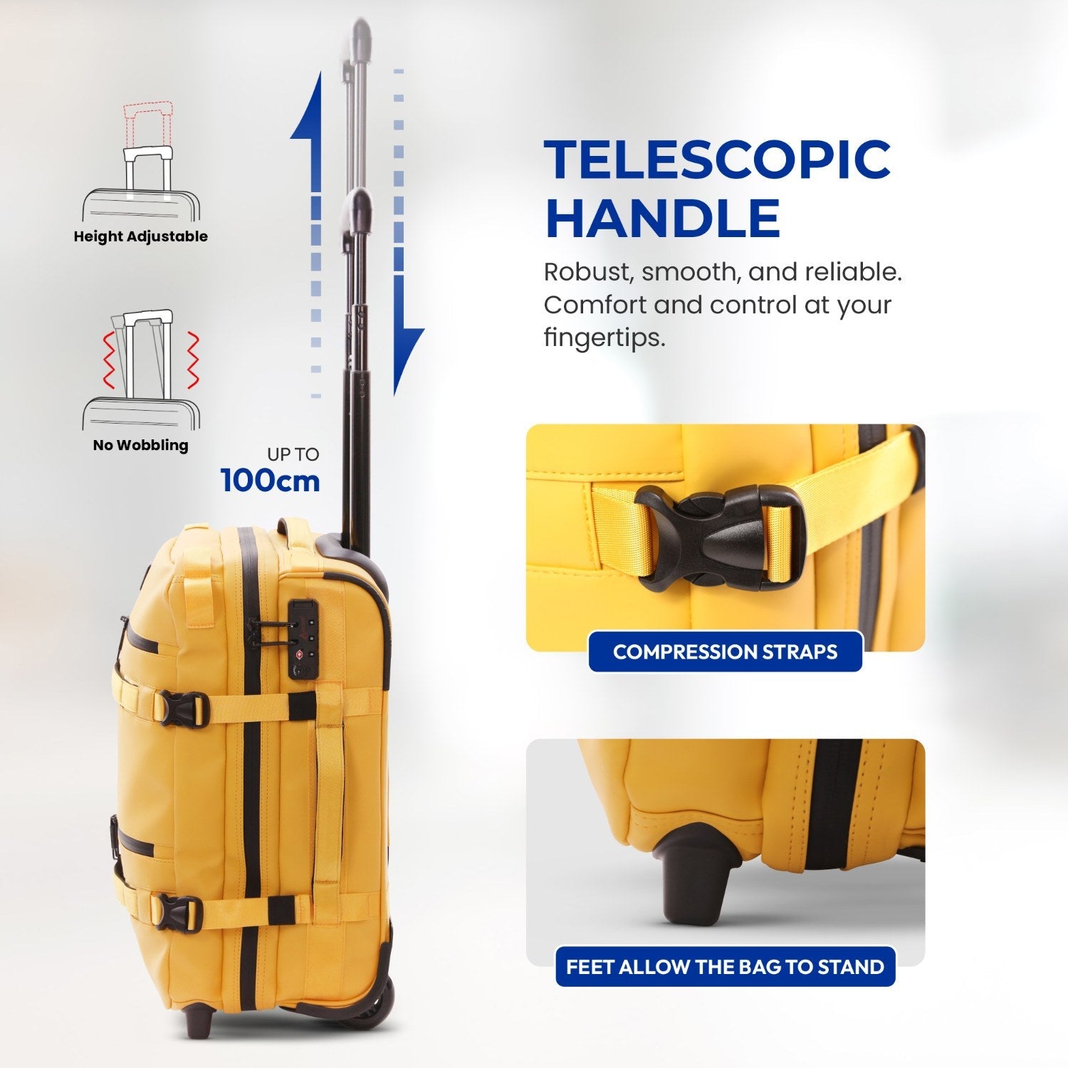 Aerolite Waterproof 45x36x20cm Easyjet Underseat Cabin Bag – 32L Travel Trolley with 2 Wheels, TSA Lock & 15.6” Laptop Compartment – Easyjet Maximum Size Hand Luggage - Mango