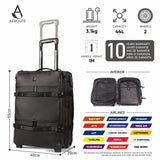 Aerolite Waterproof Trolley Cabin Bag, Ryanair Priority Max Size 55x40×20 cm, 44L Carry-On with 17" Laptop Sleeve, TSA Lock & 2 Wheels – Black
