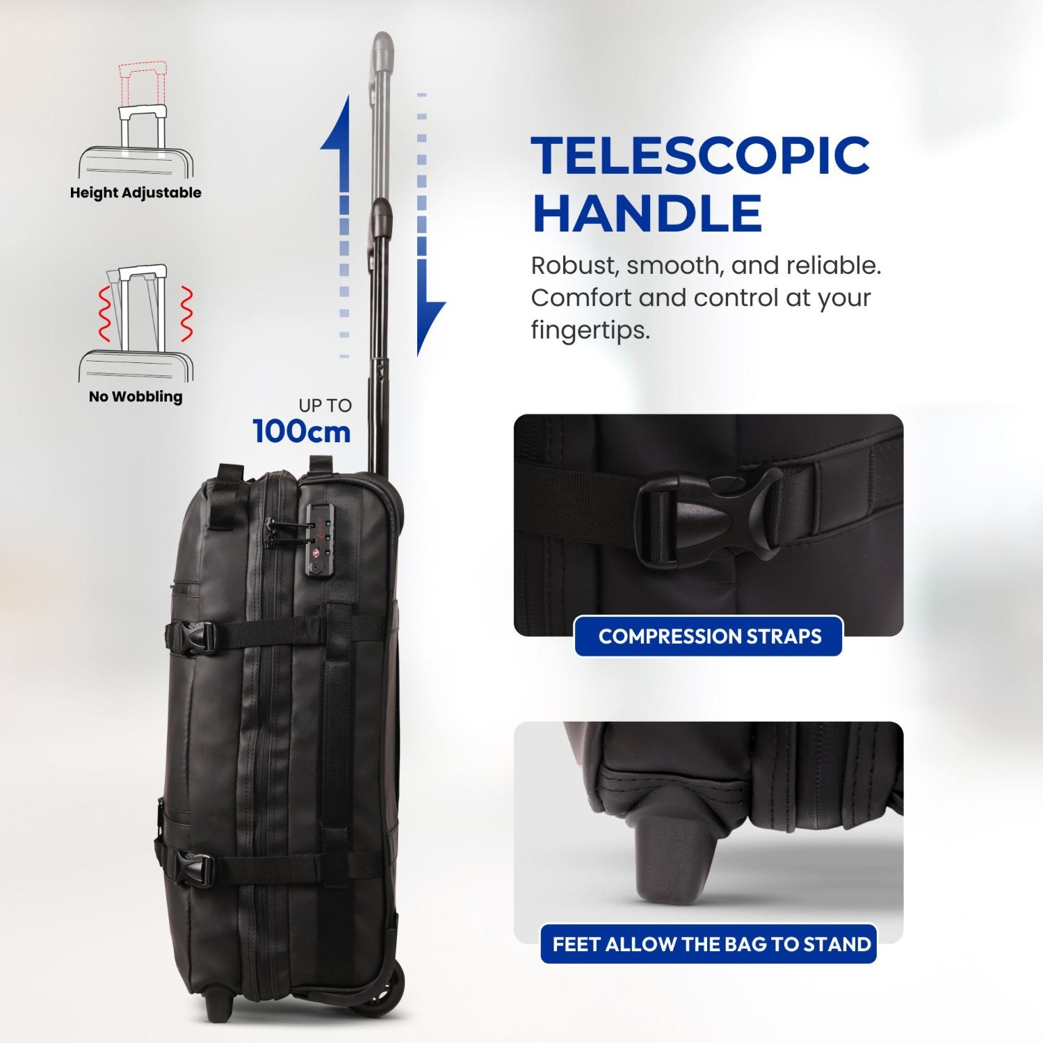 Aerolite Waterproof Trolley Cabin Bag, Ryanair Priority Max Size 55x40×20 cm, 44L Carry-On with 17" Laptop Sleeve, TSA Lock & 2 Wheels – Black