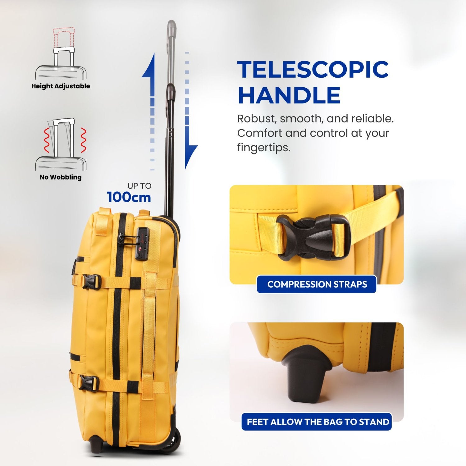 Aerolite Waterproof Trolley Cabin Bag, Ryanair Priority Max Size 55x40×20 cm, 44L Carry-On with 17" Laptop Sleeve, TSA Lock & 2 Wheels – Mango