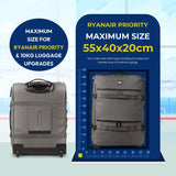 Aerolite Waterproof Trolley Cabin Bag, Ryanair Priority Max Size 55x40×20 cm, 44L Carry-On with 17" Laptop Sleeve, TSA Lock & 2 Wheels – Dark Green