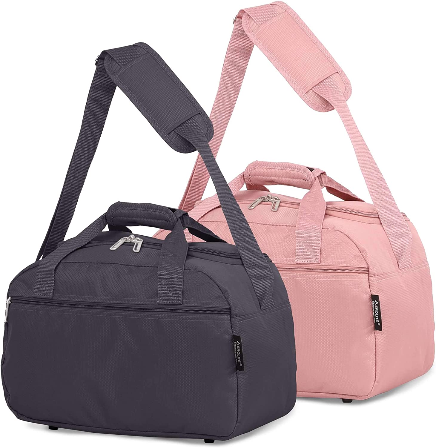Aerolite (40x20x25cm) New and Improved 2021 Ryanair Maximum Size Holdall Cabin Luggage Under Seat Flight Holdall Bag (x2 Set) - Packed Direct UK