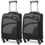 Aerolite Super Lightweight 4 Dual Spinner Wheels Soft Shell Cabin Luggage Approved for Ryanair (Priority), Easyjet (Plus/Large Cabin), British Airways, Delta, Lufthansa (x2 Set)