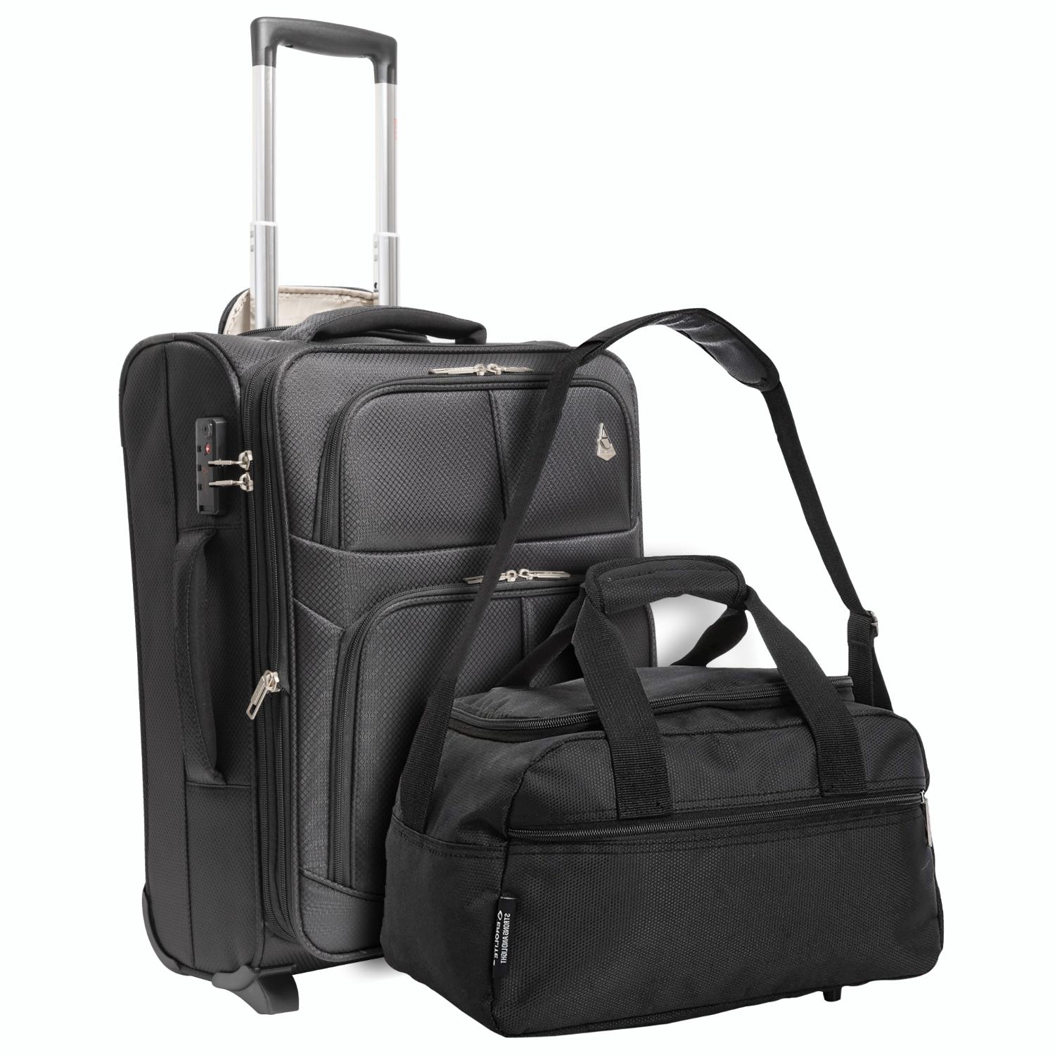Aerolite (55x40x20cm) Lightweight Cabin Hand Luggage 2 Wheels, Maximum Possible Allowance For Ryanair - Packed Direct UK