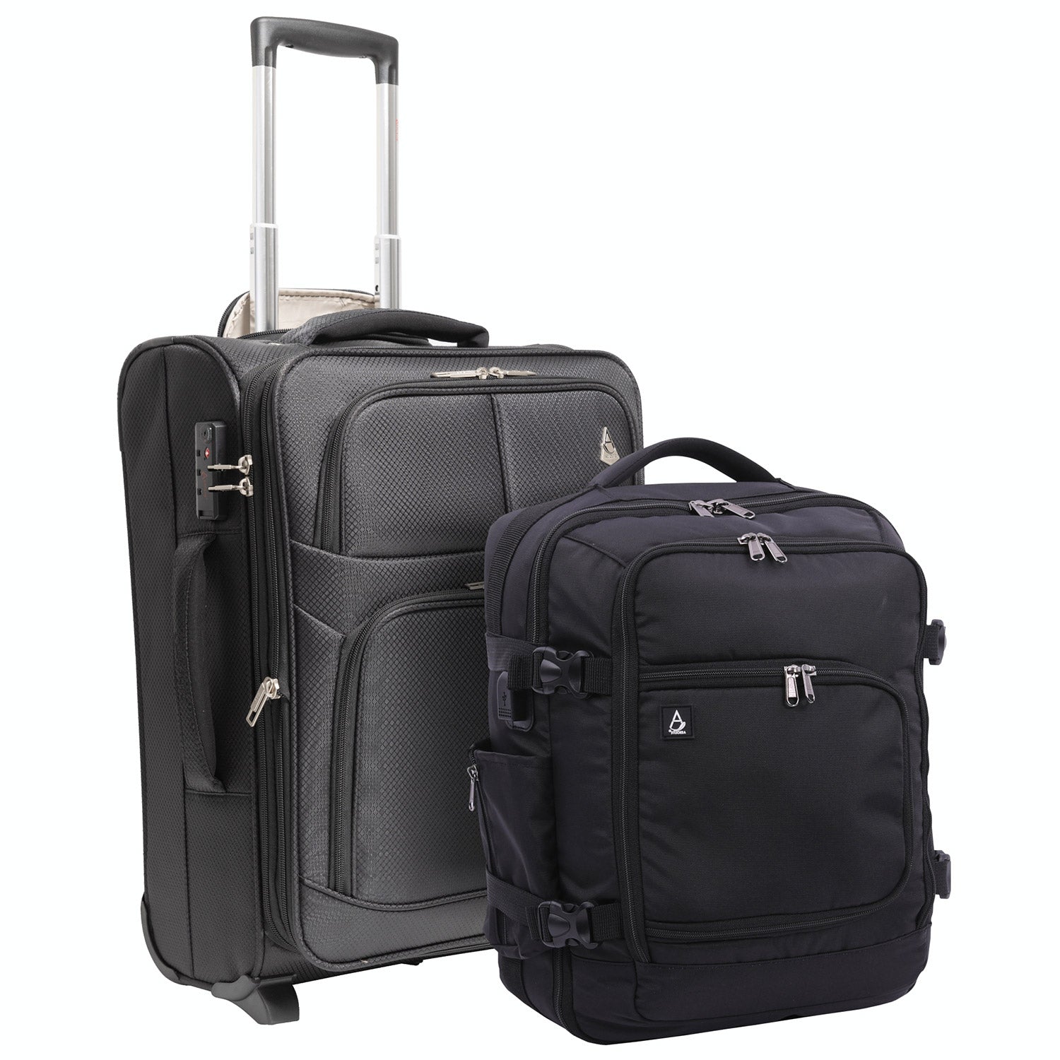 Aerolite (55x40x20cm) Lightweight Cabin Hand Luggage 2 Wheels, Maximum Possible Allowance For Ryanair - Packed Direct UK