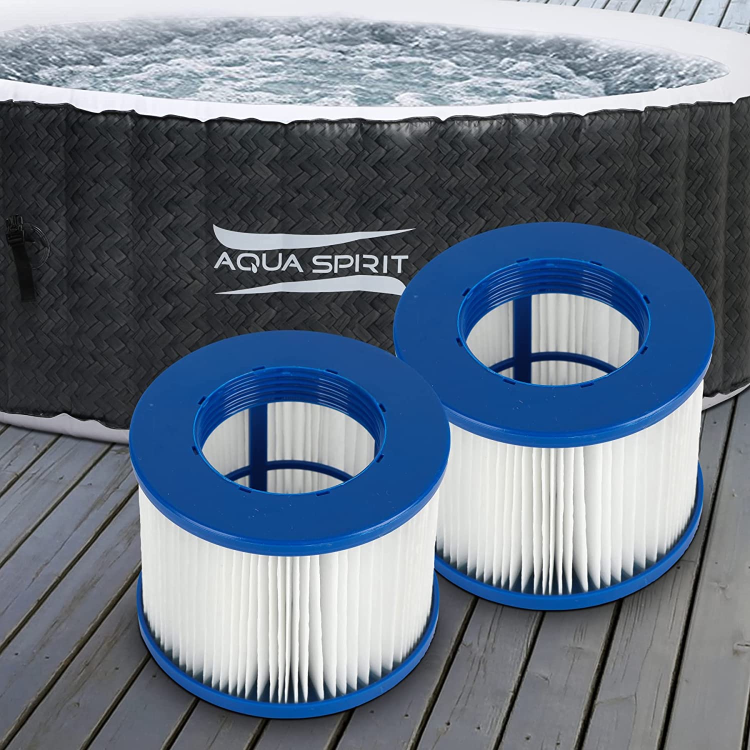 Aqua Spirit 2 Pack Hot Tub Replacement Antibacterial Filter Cartridges for Hot Tub Cleaning and Maintenance - Packed Direct UK
