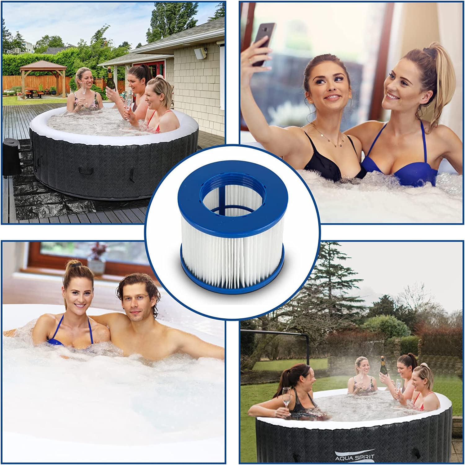 Aqua Spirit 2 Pack Hot Tub Replacement Antibacterial Filter Cartridges for Hot Tub Cleaning and Maintenance - Packed Direct UK