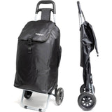 Hoppa 57Ltr Lightweight Shopping Trolley 2025 model, Hard Wearing & Foldaway Push/Pull Cart for Easy Storage With 1 Year Guarantee - Black