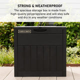 Olsen & Smith 126L Capacity Outdoor Garden Plastic Storage Box Small Balcony Furniture - Lockable with Padlock Lock, Weather Resistant, Wood Panel Look Shed Chest - Packed Direct UK