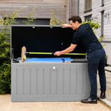 Olsen & Smith 680L/830L MASSIVE Capacity Outdoor Garden Storage Box Plastic Shed - Weatherproof & Sit On with Wood Effect Chest - Packed Direct UK