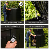 Olsen & Smith MASSIVE Capacity 1170/775L Outdoor Garden Storage Box Plastic Shed Garbage - Weatherproof with Wood Effect (1170/775 Litre) - Packed Direct UK