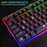 XTREME ‘THE EDGE’ RGB Mechanical Gaming Keyboard USB Wired with LED Edge Lighting Effects and Backlit Keys with Wrist Rest for PC Gaming - UK Qwerty Layout - Black