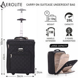 Aerolite 45x36x20cm Easyjet Maximum Carry On Cabin Under Seat Trolley Hand Luggage With High Mileage Wheels & SBS Zips, Latest 2025 Model, 5 Years Warranty
