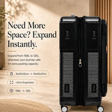 Aerolite FLX Premium Front Loading Large 30 Inch Expandable Suitcase 108L to 125L Lightweight PC Alloy Hard Shell Checked Luggage with 8 Wheel Spinner TSA Lock 10 Year Warranty Black