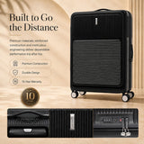 Aerolite FLX Premium Front Loading Large 30 Inch Expandable Suitcase 108L to 125L Lightweight PC Alloy Hard Shell Checked Luggage with 8 Wheel Spinner TSA Lock 10 Year Warranty Black