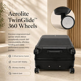 Aerolite FLX Premium Front Loading Large 30 Inch Expandable Suitcase 108L to 125L Lightweight PC Alloy Hard Shell Checked Luggage with 8 Wheel Spinner TSA Lock 10 Year Warranty Black