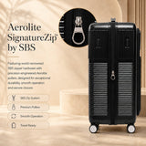 Aerolite FLX Premium Front Loading Large 30 Inch Expandable Suitcase 108L to 125L Lightweight PC Alloy Hard Shell Checked Luggage with 8 Wheel Spinner TSA Lock 10 Year Warranty Black