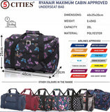 5 Cities (40x20x25cm) Ryanair Approved Hand Luggage Holdall Flight Bag, Under Seat Cabin Holdall – Take The Max On Board