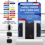 5 CITIES (40x30x10cm) New and Improved 2025 Lufthansa, Austrian Airlines, Swiss Airlines Maximum Cabin Size Underseat Flight Bag, Also Approved For British Airways, Virgin Atlantic, EasyJet, Black
