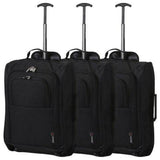5 Cities (55x35x20cm) Lightweight Cabin Hand Luggage Set (Black + Navy + Green)