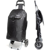 Hoppa 57Ltr Lightweight Shopping Trolley 2025 model, Hard Wearing & Foldaway Push/Pull Cart for Easy Storage With 1 Year Guarantee (Black)