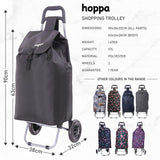 Hoppa 57Ltr Lightweight Shopping Trolley 2025 model, Hard Wearing & Foldaway Push/Pull Cart for Easy Storage With 1 Year Guarantee (Black)