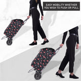 Hoppa 57Ltr Lightweight Shopping Trolley 2025 model, Hard Wearing & Foldaway Push/Pull Cart for Easy Storage With 1 Year Guarantee (Black Flamingos)