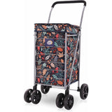 Hoppa Lightweight 6-Wheel Premium 2025 Model Folding Shopping Trolley Extra Large 75.6L Capacity Shopping Trolley Bag, 95cm, 5.25kg, Push/Pull (Leaf Black)