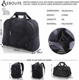 AEROLITE 40x30x15 New and Improved 2025 British Airways, EasyJet, Virgin Atlantic, KLM Holdall, Cabin Luggage Under Seat Flight Bag, Black