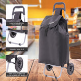 Hoppa 57Ltr Lightweight Shopping Trolley 2025 model, Hard Wearing & Foldaway Push/Pull Cart for Easy Storage With 1 Year Guarantee (Black)