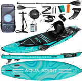 Aqua Spirit Barracuda ISUP/Kayak Inflatable Stand Up Paddle Board 2025 | 10'6x32”x6” | Complete Conversion Kit with Paddle, Backpack and more accessories | Adult Beginner/Expert | 2 Year Warranty