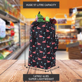 Hoppa 57Ltr Lightweight Shopping Trolley 2025 model, Hard Wearing & Foldaway Push/Pull Cart for Easy Storage With 1 Year Guarantee (Black Flamingos)