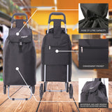 Hoppa 57Ltr Lightweight Shopping Trolley 2025 model, Hard Wearing & Foldaway Push/Pull Cart for Easy Storage With 1 Year Guarantee (Black)