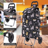 Hoppa 57Ltr Lightweight Shopping Trolley 2025 model, Hard Wearing & Foldaway Push/Pull Cart for Easy Storage With 1 Year Guarantee (Cats and Dogs)