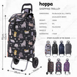 Hoppa 57Ltr Lightweight Shopping Trolley 2025 model, Hard Wearing & Foldaway Push/Pull Cart for Easy Storage With 1 Year Guarantee (Cats and Dogs)