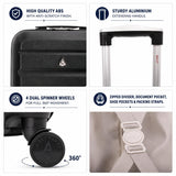 Aerolite Hard Shell 3 Piece Luggage Set 2 x 21 Inch Cabin Suitcases and 29 Inch Large Hold Suitcase Lightweight Travel Luggage with Dual Spinner Wheels and Secure Lock System