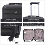 Aerolite 45x36x20cm easyJet Maximum Size Hard Shell Carry On Hand Cabin Luggage Underseat Flight Suitcase with 4 Wheels