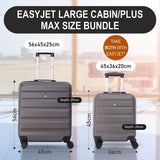 Aerolite Easyjet Bundle, Large Cabin (56x45x25cm) Lightweight Hard Shell Cabin Suitcase & (45x36x20cm) Easyjet Max Suitcase
