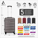 Aerolite Lightweight Hard Shell Luggage Set 3 Piece Cabin Medium and Large Suitcase Set with 8 Spinner Wheels, ABS Shell, Combination Lock and Nesting Storage Charcoal