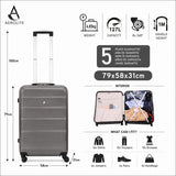 Aerolite Lightweight Hard Shell Luggage Set 3 Piece Cabin Medium and Large Suitcase Set with 8 Spinner Wheels, ABS Shell, Combination Lock and Nesting Storage Charcoal