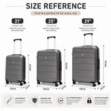 Aerolite Lightweight Hard Shell Luggage Set 3 Piece Cabin Medium and Large Suitcase Set with 8 Spinner Wheels, ABS Shell, Combination Lock and Nesting Storage Charcoal