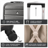 Aerolite Lightweight Hard Shell Luggage Set 3 Piece Cabin Medium and Large Suitcase Set with 8 Spinner Wheels, ABS Shell, Combination Lock and Nesting Storage Charcoal