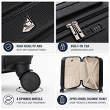 Aerolite 55x35x25cm Hard Shell Cabin Suitcase Air Europa Air France KLM Transavia Approved Carry On Luggage with TSA Lock 4 Dual Spinner Wheels 42L Black