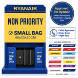 Aerolite 40x20x25cm Ryanair Approved Cabin Bag Lightweight Hard Shell Underseat Suitcase with 2 Wheels TSA Lock Eco-Friendly Interior Carry On Hand Luggage Black
