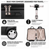 Aerolite 40x20x25cm Ryanair Approved Cabin Bag Lightweight Hard Shell Underseat Suitcase with 2 Wheels TSA Lock Eco-Friendly Interior Carry On Hand Luggage Black